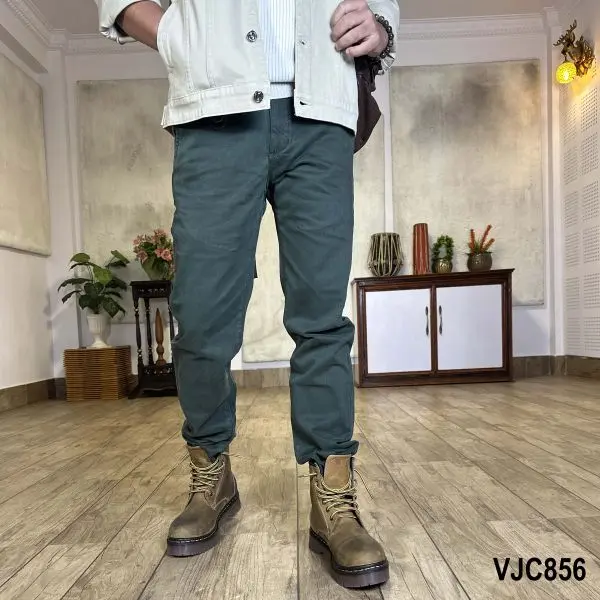 VIRJEANS (VJC856) Stretchable Cotton Straight Pant For Men- Olive Green - Image 3