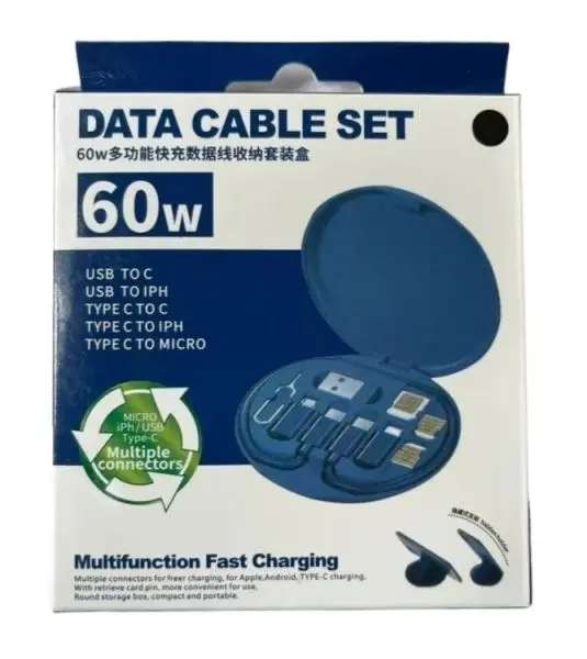 60W Fast Charging Data Cable Multifunctional Storage Set Box For Mobile Phone Fast Charging