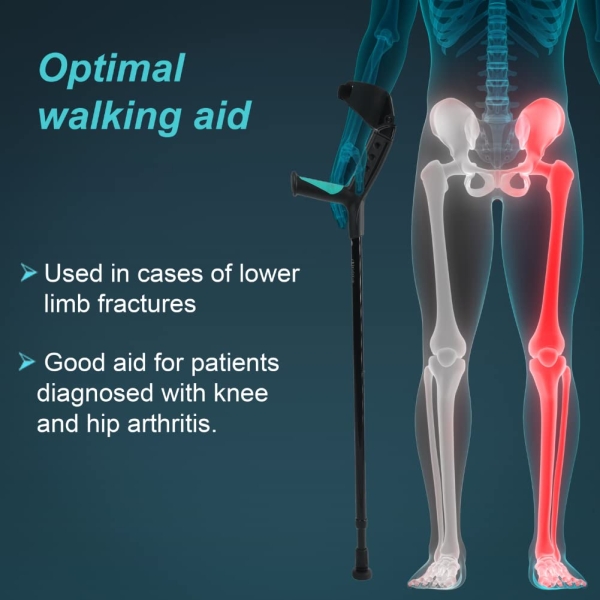 Tynor Elbow Crutch Adjustable, for men & women, Lightweight & Durable Crutch for Mobility Support - Image 2
