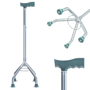Four Leg Walking Stick for Old Age Lightweight Walking Support with Adjustable Height