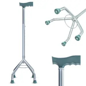 Four Leg Walking Stick for Old Age Lightweight Walking Support with Adjustable Height