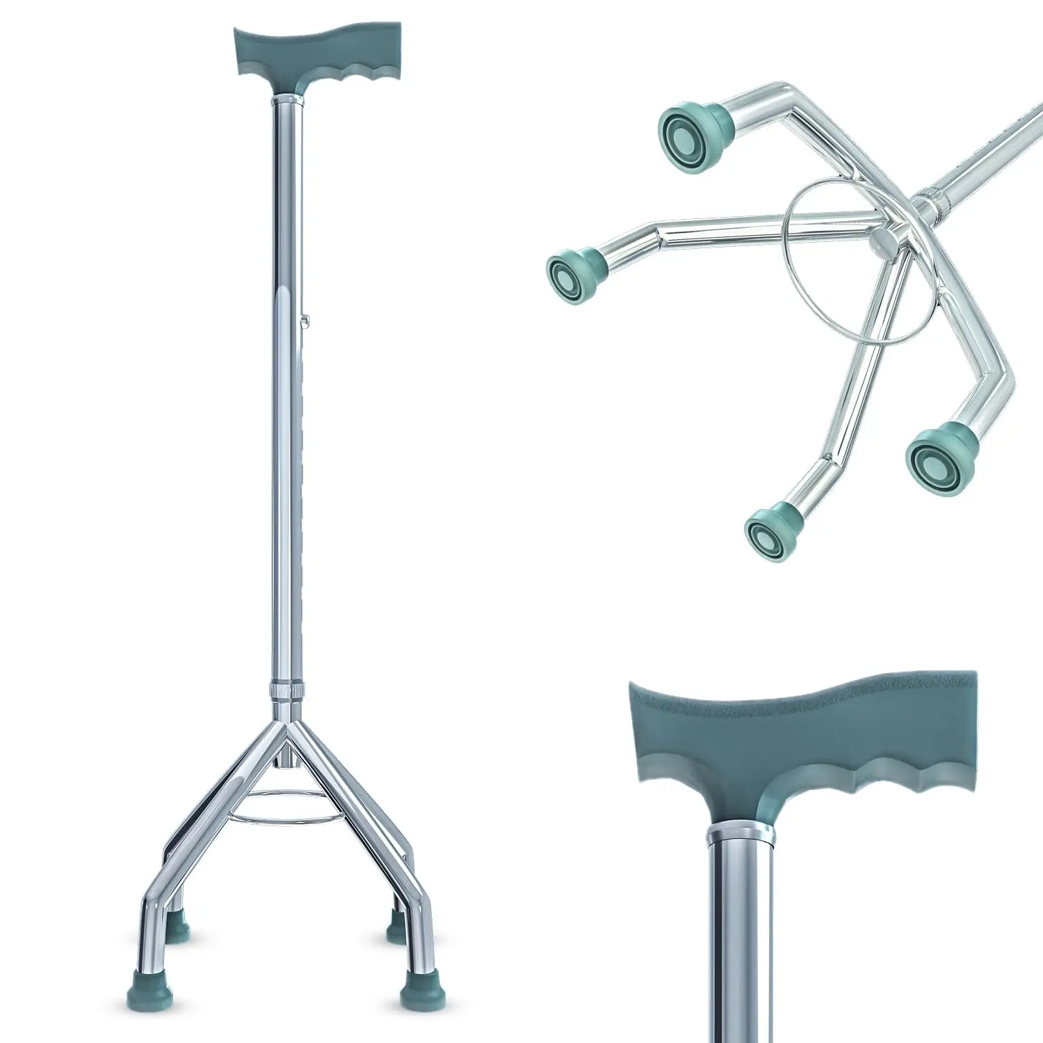 Four Leg Walking Stick for Old Age Lightweight Walking Support with Adjustable Height