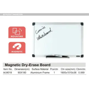 Comix Magnetic Dry Erase White Board 3ftX4ft (Model No. BO9012) White board by Mitrata