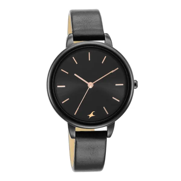 Fastrack Glitch Quartz Analog Black Dial Leather Strap Watch for Girls - Image 2