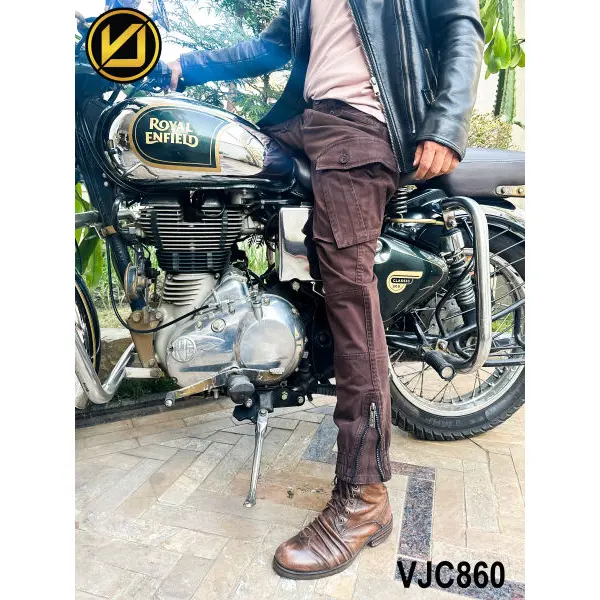 VIRJEANS (VJC860) Stretchable Cargo Multi Pocket Box Zipper Joggers Pant For Men-Coffee - Image 5