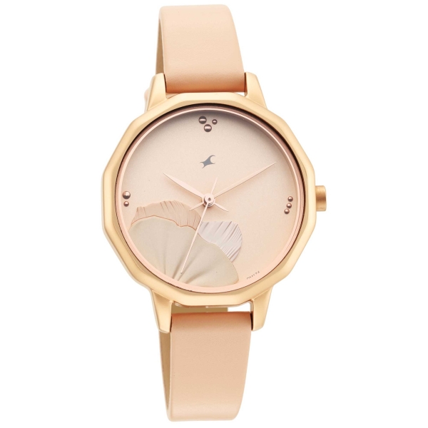 Fastrack Uptown Retreat Quartz Analog Rose Gold Dial Leather Strap Watch for Girls - Image 2