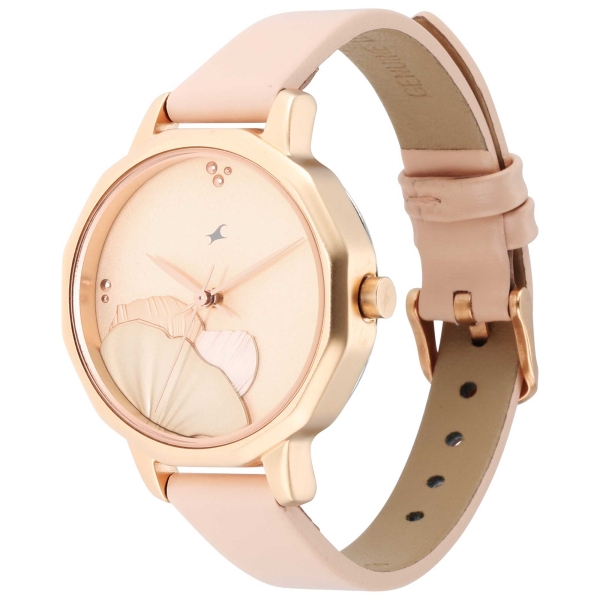 Fastrack Uptown Retreat Quartz Analog Rose Gold Dial Leather Strap Watch for Girls - Image 3