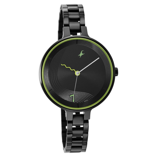 Fastrack Stunners Quartz Analog Black Dial Metal Strap Watch for Girls - Image 2