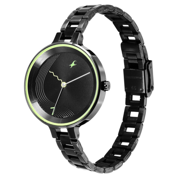 Fastrack Stunners Quartz Analog Black Dial Metal Strap Watch for Girls - Image 4