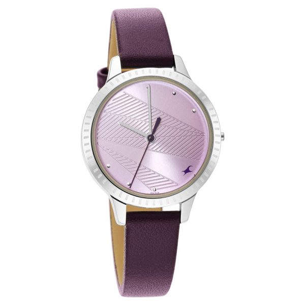 Fastrack Stunners Quartz Analog Purple Dial Leather Strap Watch for Girls - Image 2