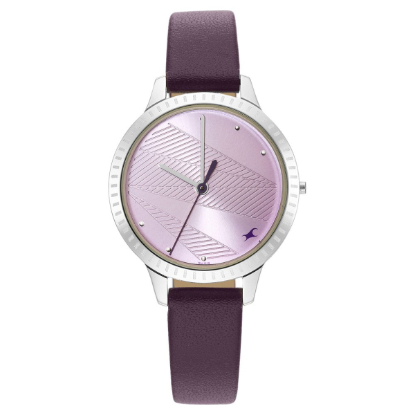 Fastrack Stunners Quartz Analog Purple Dial Leather Strap Watch for Girls - Image 3