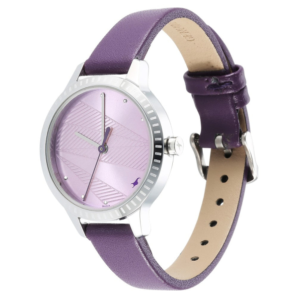 Fastrack Stunners Quartz Analog Purple Dial Leather Strap Watch for Girls - Image 4