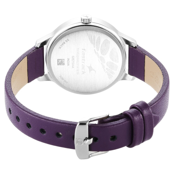 Fastrack Stunners Quartz Analog Purple Dial Leather Strap Watch for Girls - Image 6