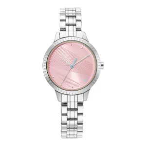 Fastrack Stunners Quartz Alog Pink Dial Metal Strap Watch for Girls