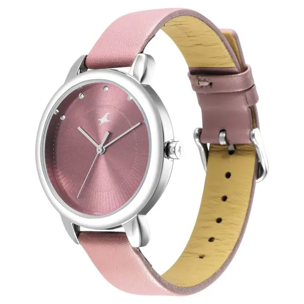 Fastrack Stunners Quartz Analog Purple Dial Leather Strap Watch for Girls - Image 3