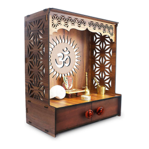 Wooden Pooja Stand Designer Mandir for Home Office Brown Temple - Wooden Temple Frame |