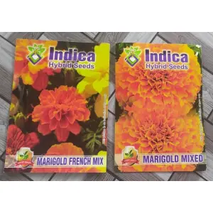 Two Types Of Two Packet Marigold Flower Seeds (100 Seeds Plus) - French and Mix Marigold Seeds