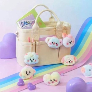 KOJA BTS BT21 Official Authentic Goods Baby Prism Face Bag Charm Doll Keychains /Holders