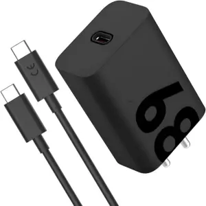 68 watt Gan Turbo Power Fast C-Type Charger for Edge 60 Pro/Edge 60 Fusion/Edge 50 Fusion/Edge 50 Ultra/50 Pro/Razr 50 Ultra/Moto G45/G54/Moto E40 - (68w Black)