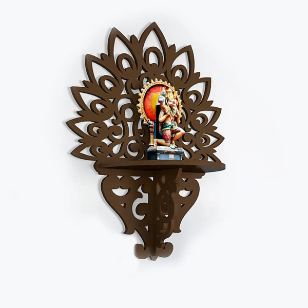 Ressence Statue Rack Wooden Wall Home Decor Shelf Idol Holder In Brown (Statue Not Included) - Image 3