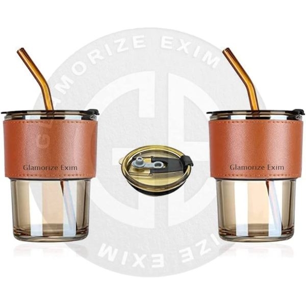 coffee glass cup with straw - Image 3