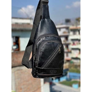 Men Crossbody Bag/PU Leather Black|Fashion Premium Leather Crossbody Bag With  Zippered