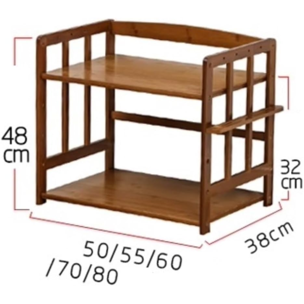 Microwave Oven Rack Microwave Stand Bamboo Microwave Stand Kitchen Rack Oven Rack Spice Storage Rack for Home Dining Room Office Kitchen Microwave Shelf Microwave Rack ( Color : Brown , Size : 60cm ) - Image 2