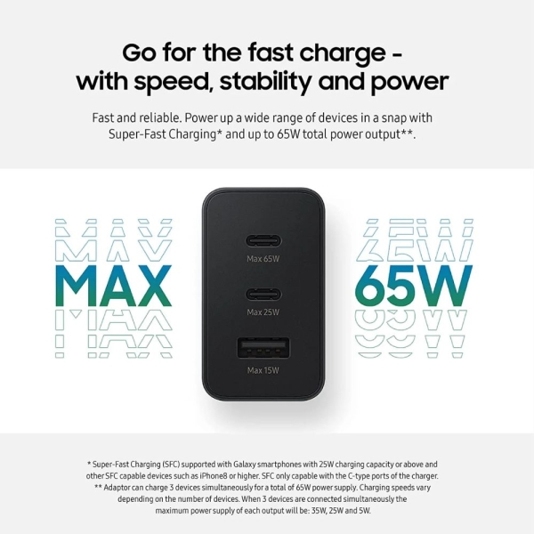 65W 3 Port Super Fast Charging Wall Charger - Image 2