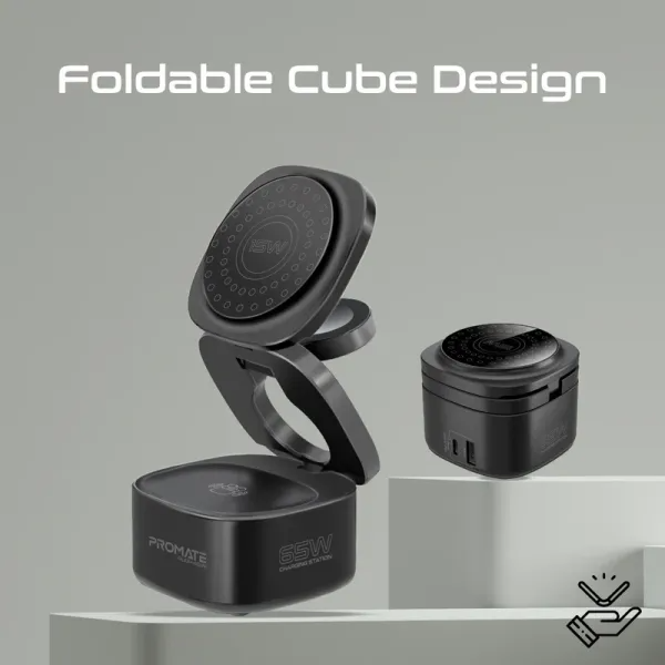 65W GaNFast™ Foldable MagSafe Compatible Wireless Charging Station - Image 4