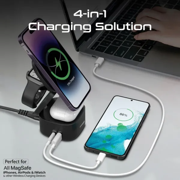65W GaNFast™ Foldable MagSafe Compatible Wireless Charging Station - Image 10