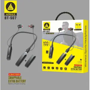 BT-S66 / S67 (Available Will Be Sent) 500mAh Double Battery And Frezzil Neckband Sport Wireless Music Neckband Earphone