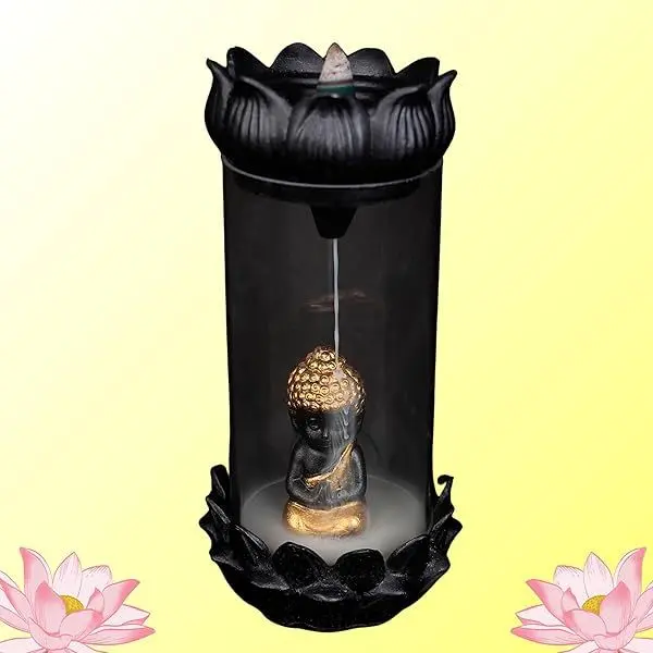 HaridwarDivine Adiyogi Tilak Shivling Glass Smoke Waterfall Fountain Idol | Shivaling Cylinder Glass Backflow Incense Burner with 10 Free Smoke Cones - Image 2