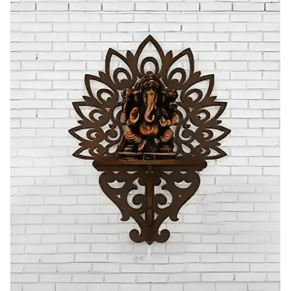 Ressence Statue Rack Wooden Wall Home Decor Shelf Idol Holder In Brown (Statue Not Included) - Image 2