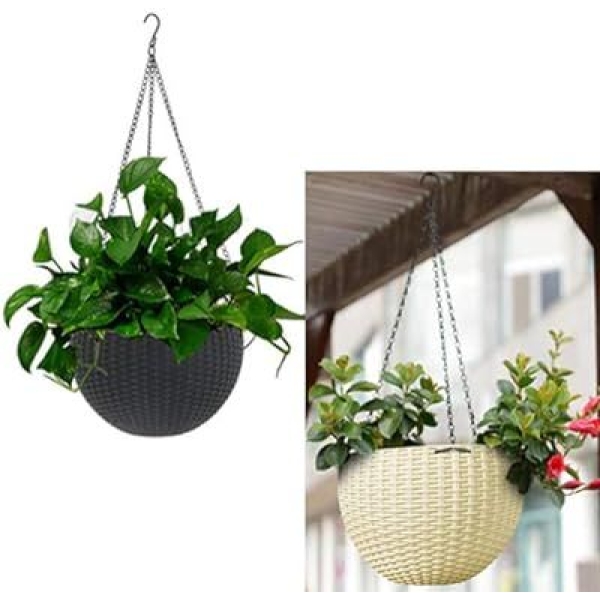 4 Pieces Multicolor Hooked Hanging Flower Pot -6 Inch - Image 2