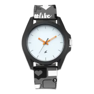 Fastrack Hashtag Quartz Analog White Dial Silicone Strap Unisex Watch