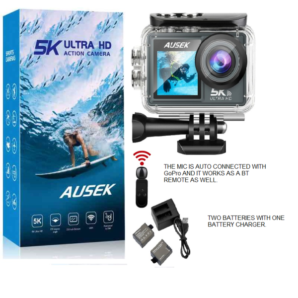 5k Ultra Action Camera HD With External Mic And Extra Battery (Wireless Mic) - Image 4