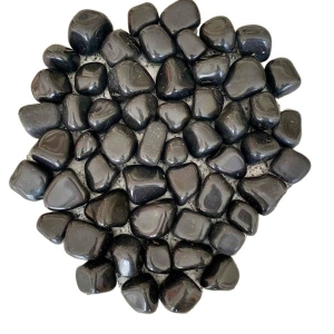 1 KG Large Size Glossy Black Stone Pebbles For Aquarium And Garden Decoration