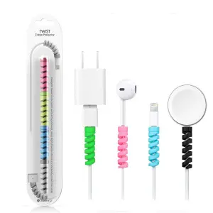 4 Pcs Mobile Accessories Spiral Lightning Cable Charger Protector For Data Cable Wires - Protector For All Types of Wires - Smartphone Chargers - Cables