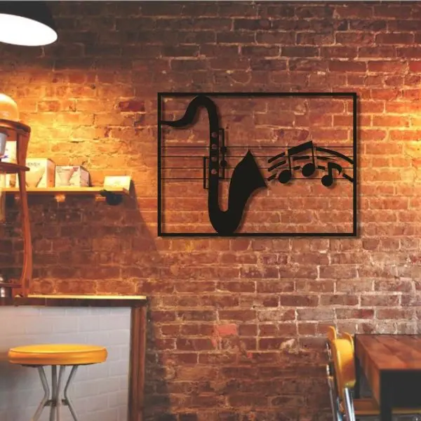 Music Wooden Canvas Modern Wall Art Decor In Black (2ft) - Image 2