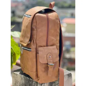 Leather Double Pocket Backpack For Casual School College Bag for Men And Women |Unisex Bag For Office And Casual Purpose