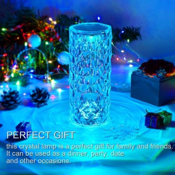 NepLiving Crystal Table Lamp Touch Control, Endless Rose Diamond Lamp RGB Colour Changing Remote Controlled - Image 4