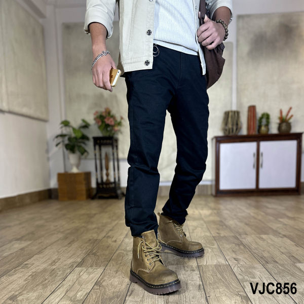VIRJEANS (VJC856) Stretchable Cotton Straight Pant For Men- Black - Image 4