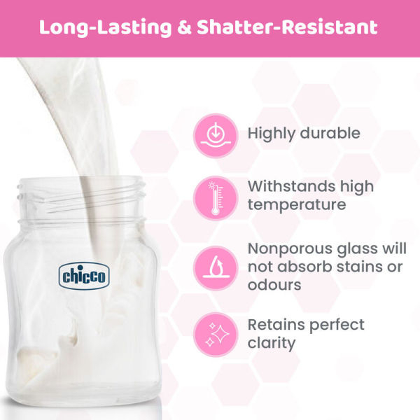 Chicco Well-Being Glass Feeding Bottle (120ml, Slow Flow) - Image 4