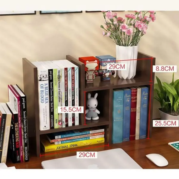Adjustable Desktop Book Shelf, Home Office DIY Combination Storage Shelf Bookcase,Multifunctional Open Display Rack - Image 2