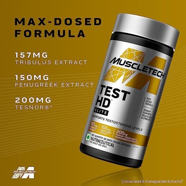 Muscletech Test HD Elite Preworkout/Postworkout 60 Capsules Boost Free Testosterone Levels - Image 5