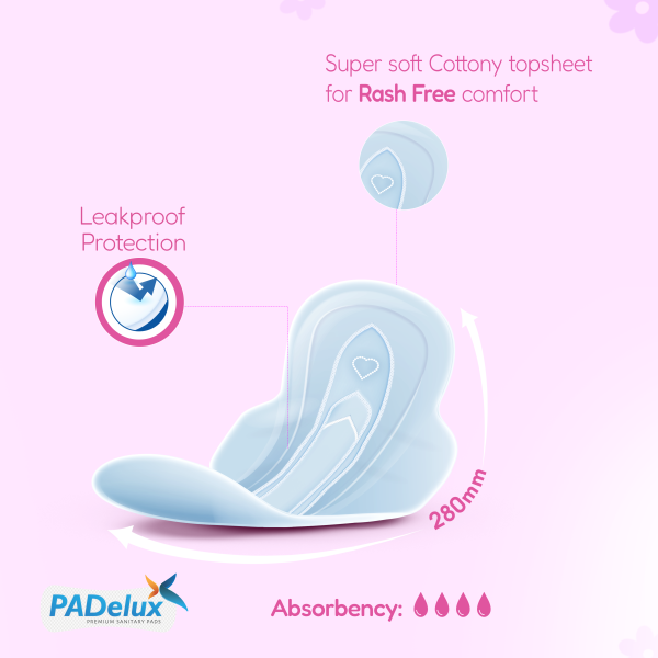 PADelux Sanitary Pads Ultra Soft XL 280 mm 8 Pads - Image 3