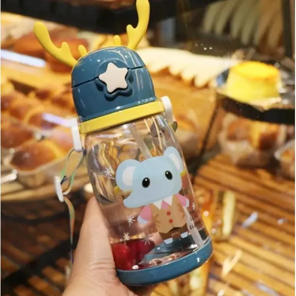 KOJA Water Bottle For Kids School/Outdoor/Travel Cute Cartoon Fashion Shoulder Strap Lovely Deer Fawn Bottle - Image 5