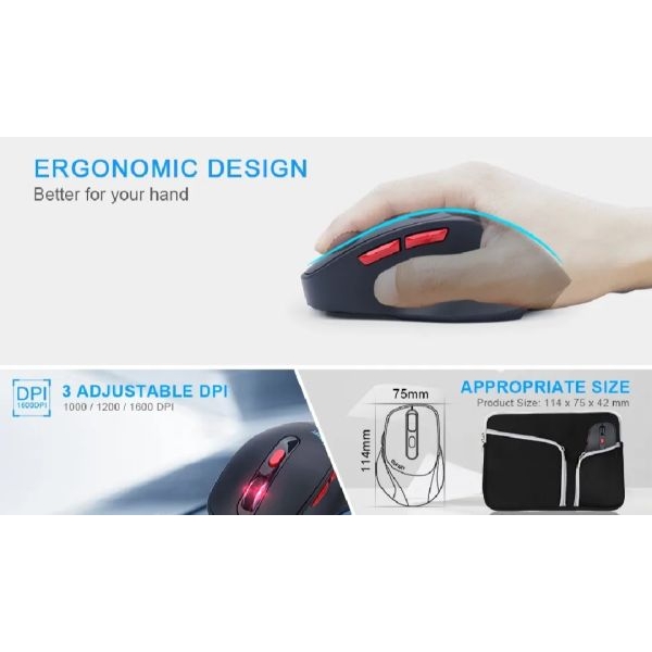 6D Rechargeable Bluetooth & 2.4GHz Mouse - Image 2