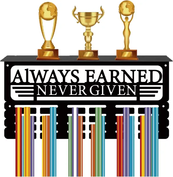Medal Holder Wooden Aesthetic Trophy Stand Proud Display of Trophies with Different Designs Available Best for Gifting and Home Wall Decor in Black