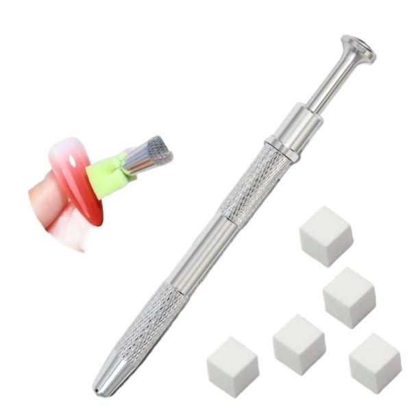 Nail Art Soft Sponges Gradient Nail Art Tool Manicure Stretch Pen Multifunctional Stainless Steel Nail Clipper Tweezer Sponge Gripper Biscuit Manicure Decorations Grip Tool + 50pc Mini Colorful Nail Files Square Nail Buffer DIY Nail Art Salon Tool - Image 3
